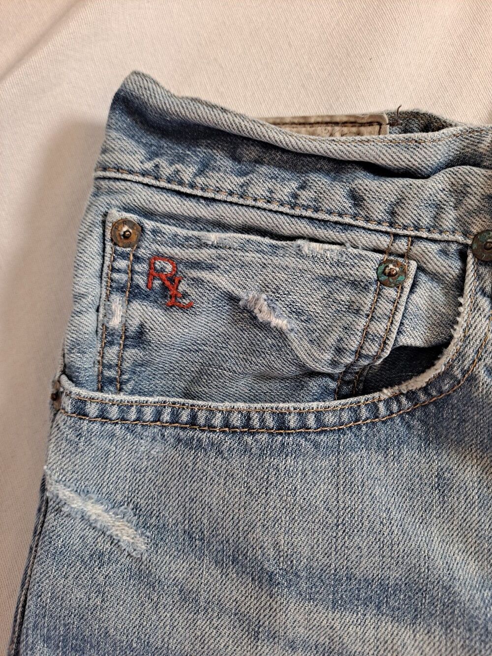 Polo Ralph Lauren Men's Jeans Size 40 x 32 Distressed Straight 100% Cotton - Picture 13 of 14